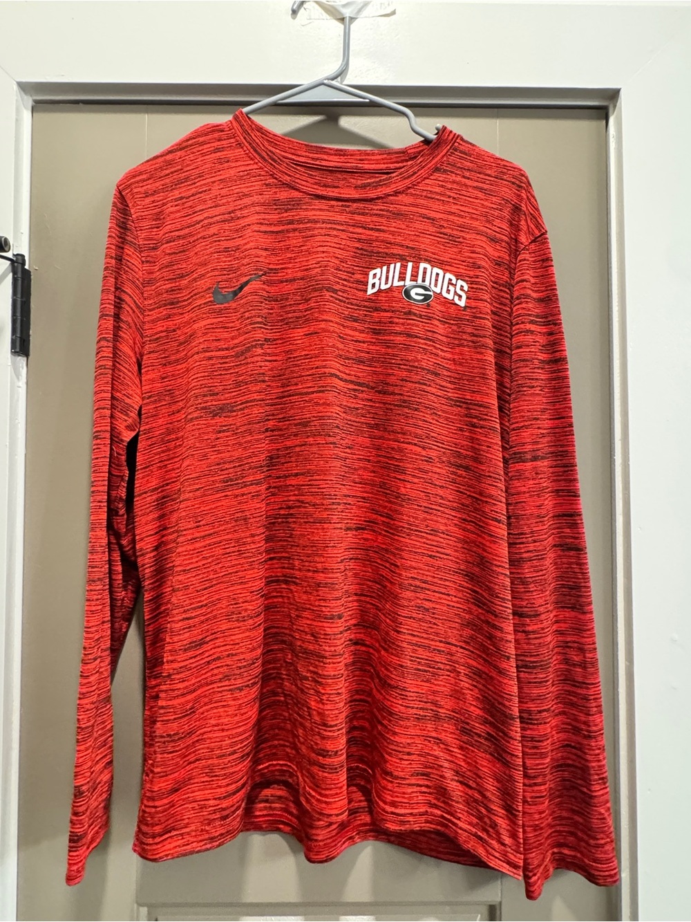 Nike Dri Fit Red Heather Bulldogs Long Sleeve Performance Tee